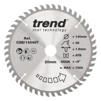 Trend Wood Cordless Circular Saw Blade - 140mm dia x 1.8 kerf x 20 bore 48T