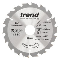 Trend Wood Cordless Circular Saw Blade - 160mm dia x 1.8 kerf x 20 bore 18T