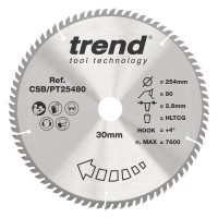 Trend Laminate / HPL Circular Saw Blade - 254mm dia x 2.8 kerf x 30 bore 80T