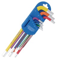 Draper Expert Metric Long Arm Hex Key Set, Colour Coded (9 Piece) - 04905