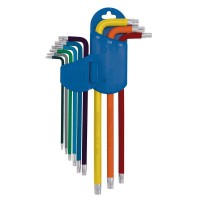 Draper Expert TX-STAR Torx Metric Extra-long Arm Key Set, Colour Coded (9 Piece) - 04926