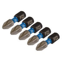 Draper Expert PZ-Type Impact Screwdriver Bits, No.2 x 25mm, 1/4\" Hex (Pack of 5) - 04951