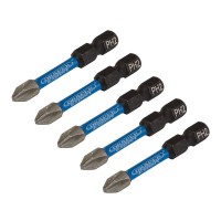 Draper Expert Cross Slot/PH Type Impact Screwdriver Bits, No.2 x 50mm, 1/4\" Hex (Pack of 5) - 05499