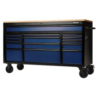 BUNKER Workbench Roller Tool Cabinet, 15 Drawer, 61\" Blue - 10747