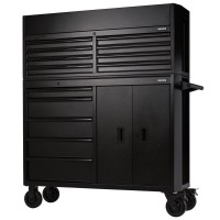 BUNKER Combined Roller Cabinet and Tool Chest, 13 Drawer, 52\" Black - 24249