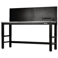 BUNKER Workbench with Stainless Steel Worktop and Power Pegboard, 1830mm - 28099