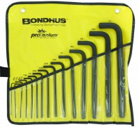 BONDHUS BLX15P Ball End Hex Allen Key Set in Pouch - 15 pcs - 0.050\" - 1/2\", 10935