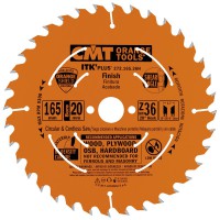 CMT ITK Plus Finishing Saw Blade - 165mm dia x 1.7 kerf x 20(+15.87) bore Z36 10 ATB+8 SHEAR