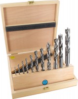 Famag 1591 Brad point drill bit HSS Set of 11 pcs  3-16 mm in Wooden Case