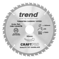 Trend CraftPro Thin Kerf Cordless Saw Blade - 190mm dia x 2 kerf x 30 bore 40T