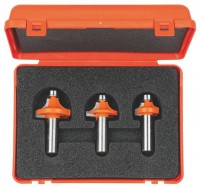 CMT 3 piece roundover router bit set - 6.35, 9.5, 12.7mm radius x 1/2 shank