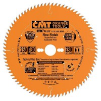 CMT ITK Plus Thin-Kerf Fine Cut-Off Saw Blade 250mm dia x 2.4 kerf x 30 bore Z80 10 ATB + 8 SHEAR