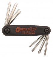 BONDHUS Gorilla Grip Hawg Buddy Hex Key Fold Up Set - 6 pcs - Phillips + Torx + Hex, 12531