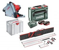 Mafell 91E003 MT 55 18 M BL Cordless Plunge Saw Package with Rails 209592 and Metabo 8ah