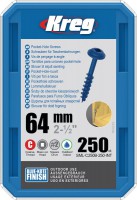 Kreg SML-C250B-250-EUR Kreg Blue-Kote WR Pocket Hole Screws - 64mm / 2-1/2\" x 8 Coarse, Washer-Head, qty 250