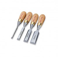 Robert Sorby 4570 - 4 Piece Bevel Edge Butt Chisel Set - Ash Handled